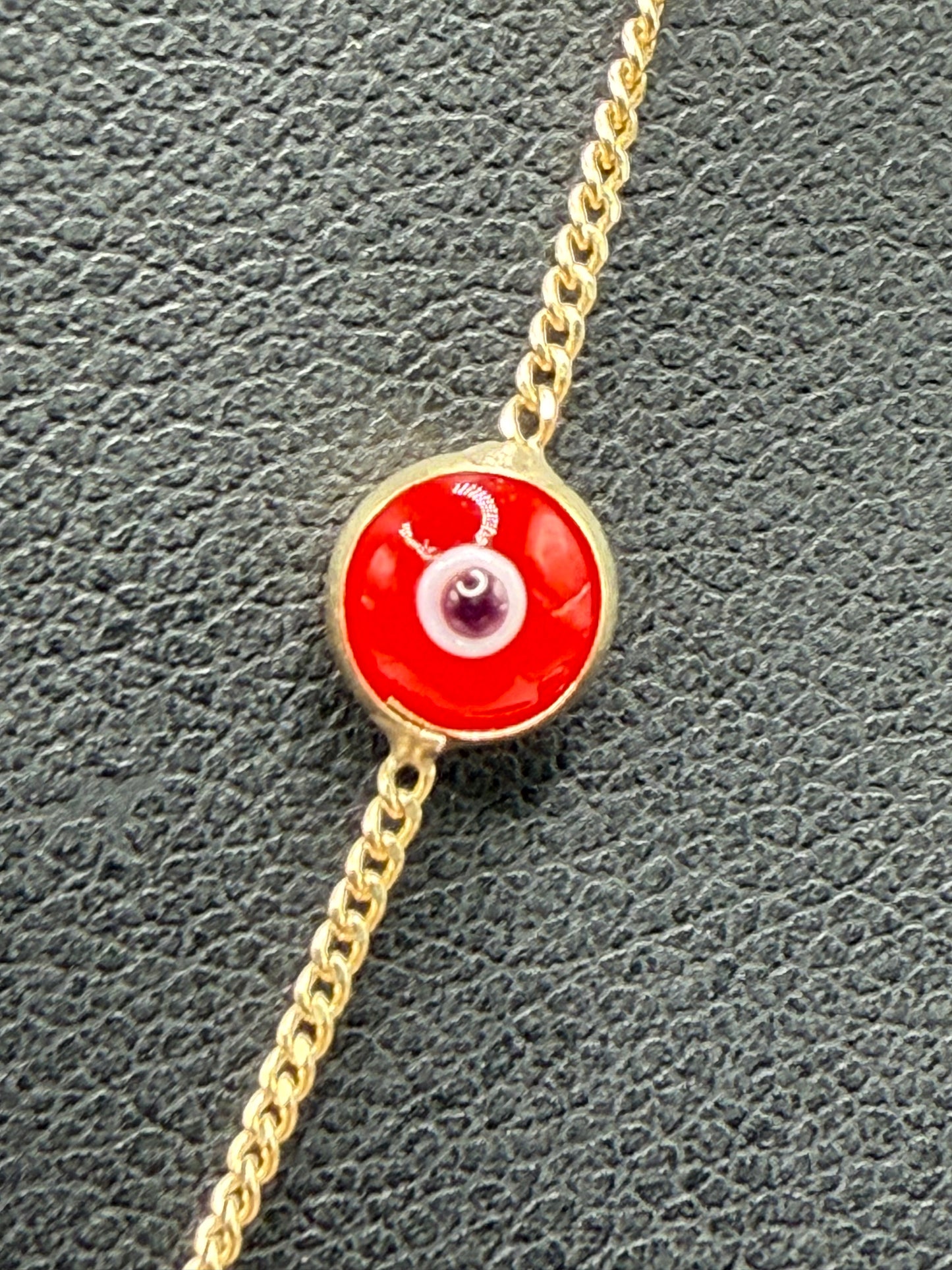10K Gold Red Evil Eye Necklace