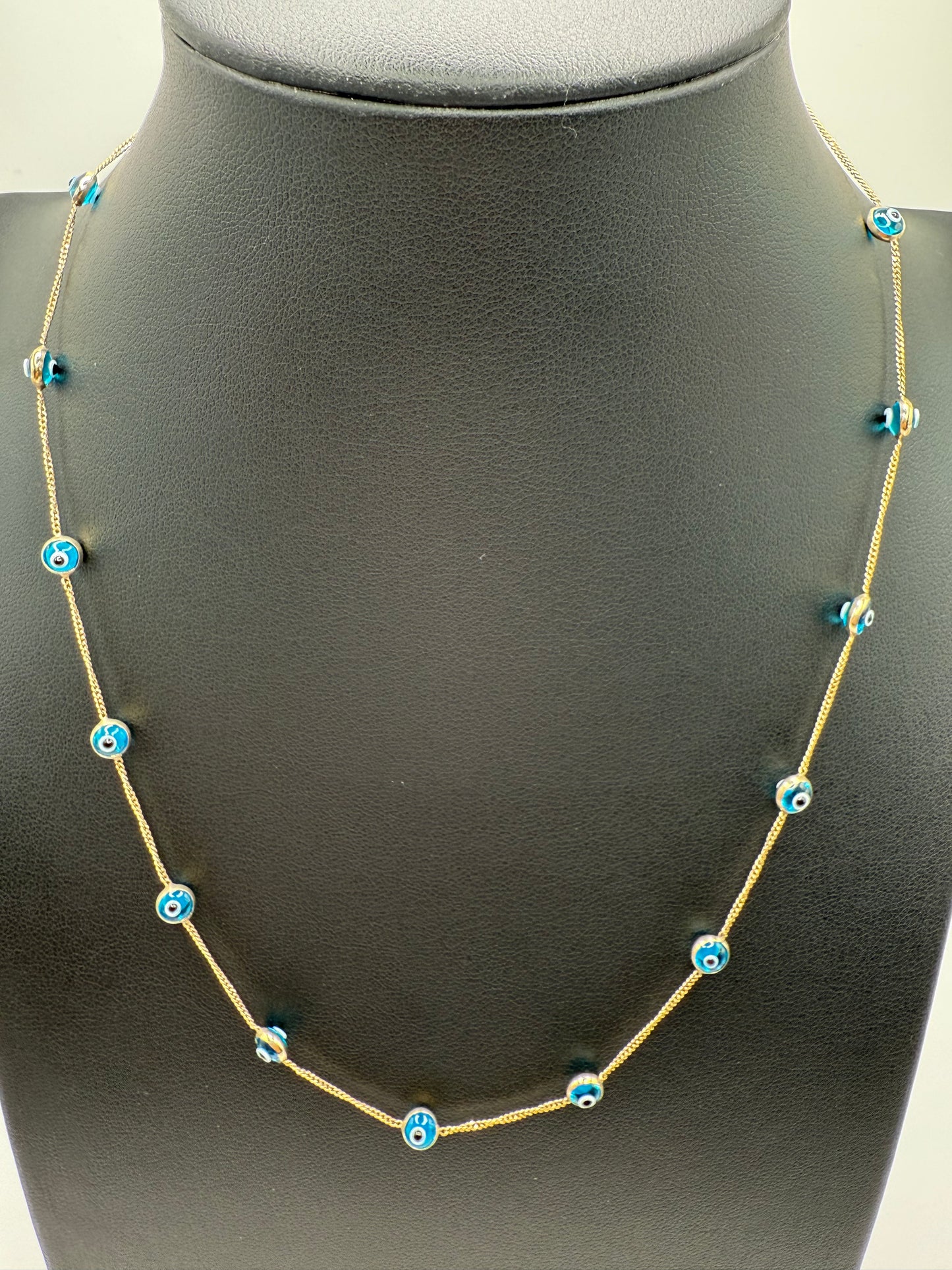 10K Gold Turquoise Evil Eye Necklace