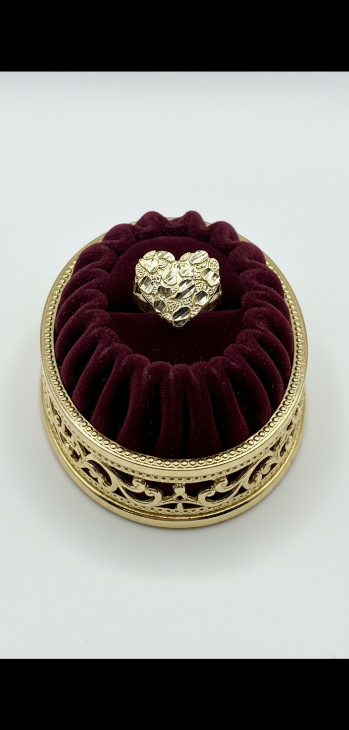 10K Gold Heart Nugget Ring