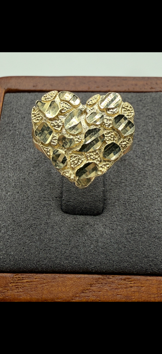 10K Gold Heart Nugget Ring