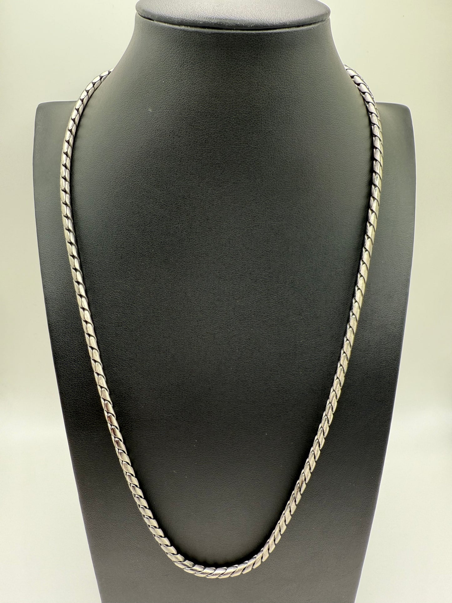 925 Sterling Gun Metal Plated Battuta Rope 24" Chain