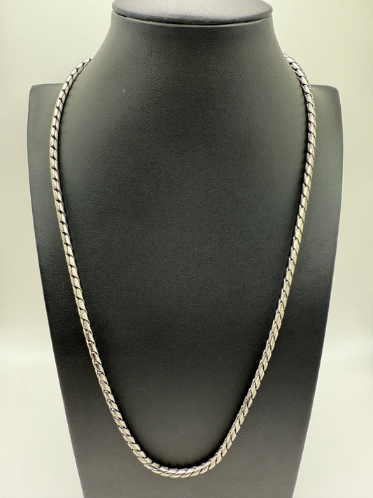 925 Sterling Gun Metal Plated Battuta Rope 24" Chain