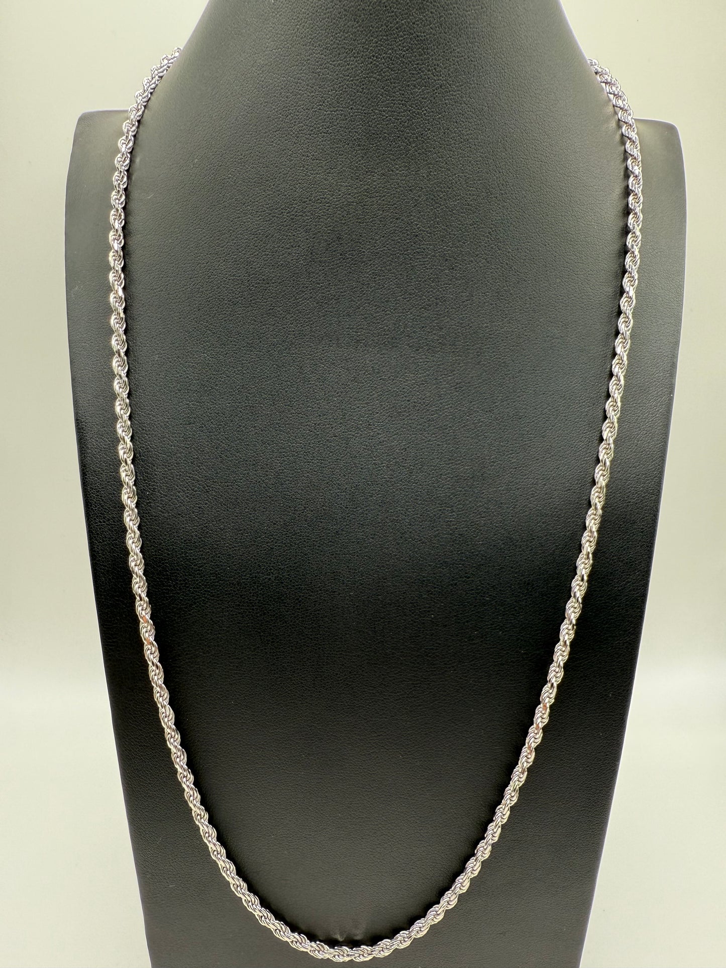 925 Sterling Silver Diamond Cut 26" Rope Chain
