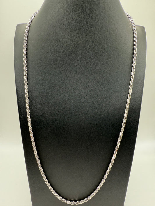 925 Sterling Silver Diamond Cut 26" Rope Chain