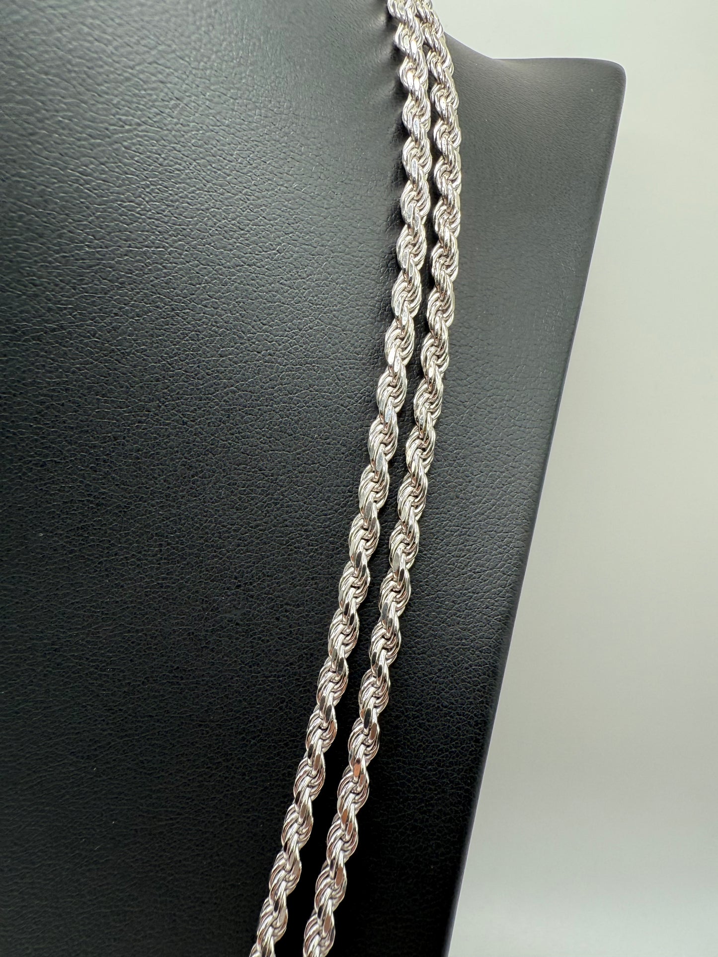 925 Sterling Silver Diamond Cut 26" Rope Chain