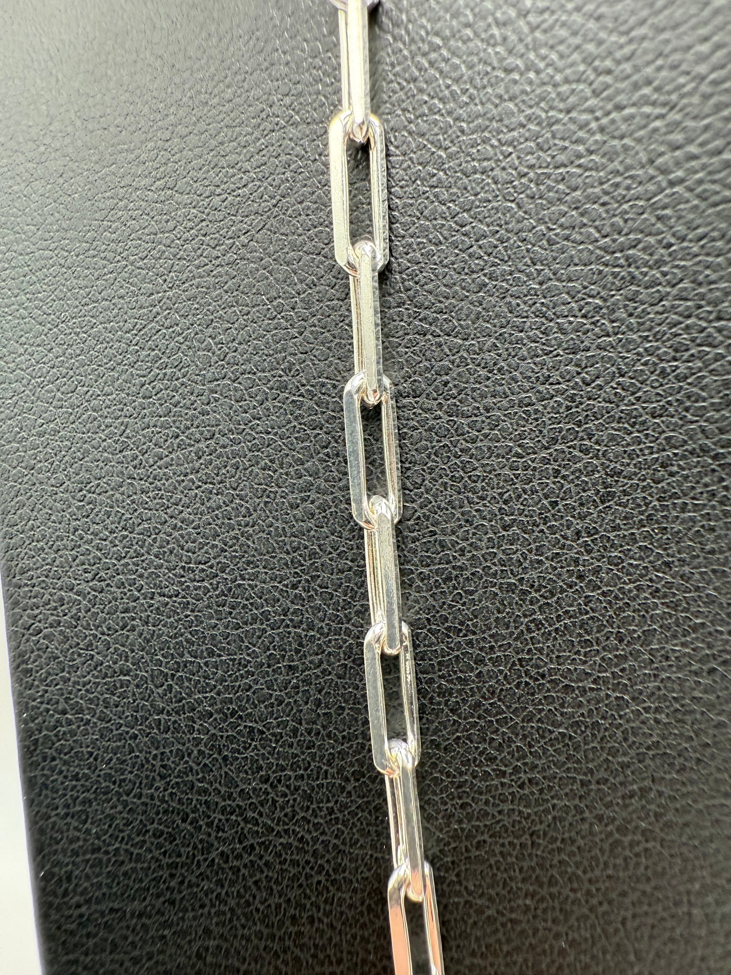 925 Sterling Silver Diamond Cut Paperclip Link 20" Chain
