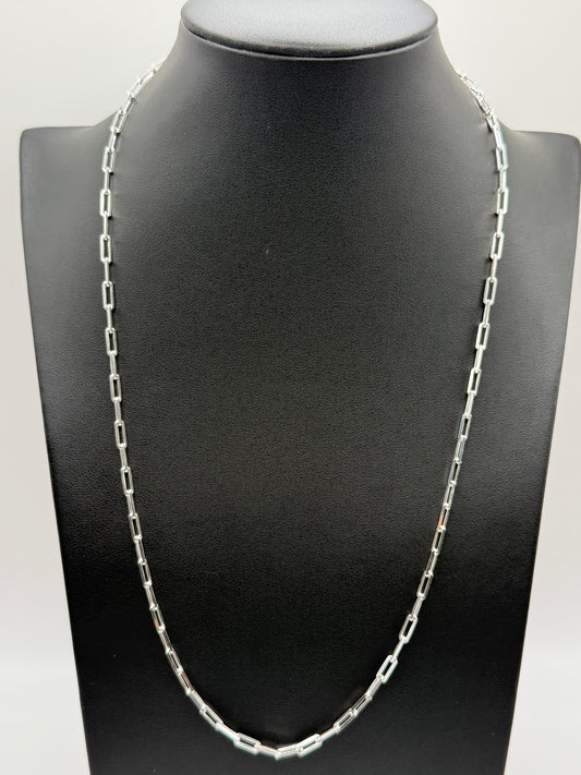 925 Sterling Silver Diamond Cut Paperclip Link 20" Chain