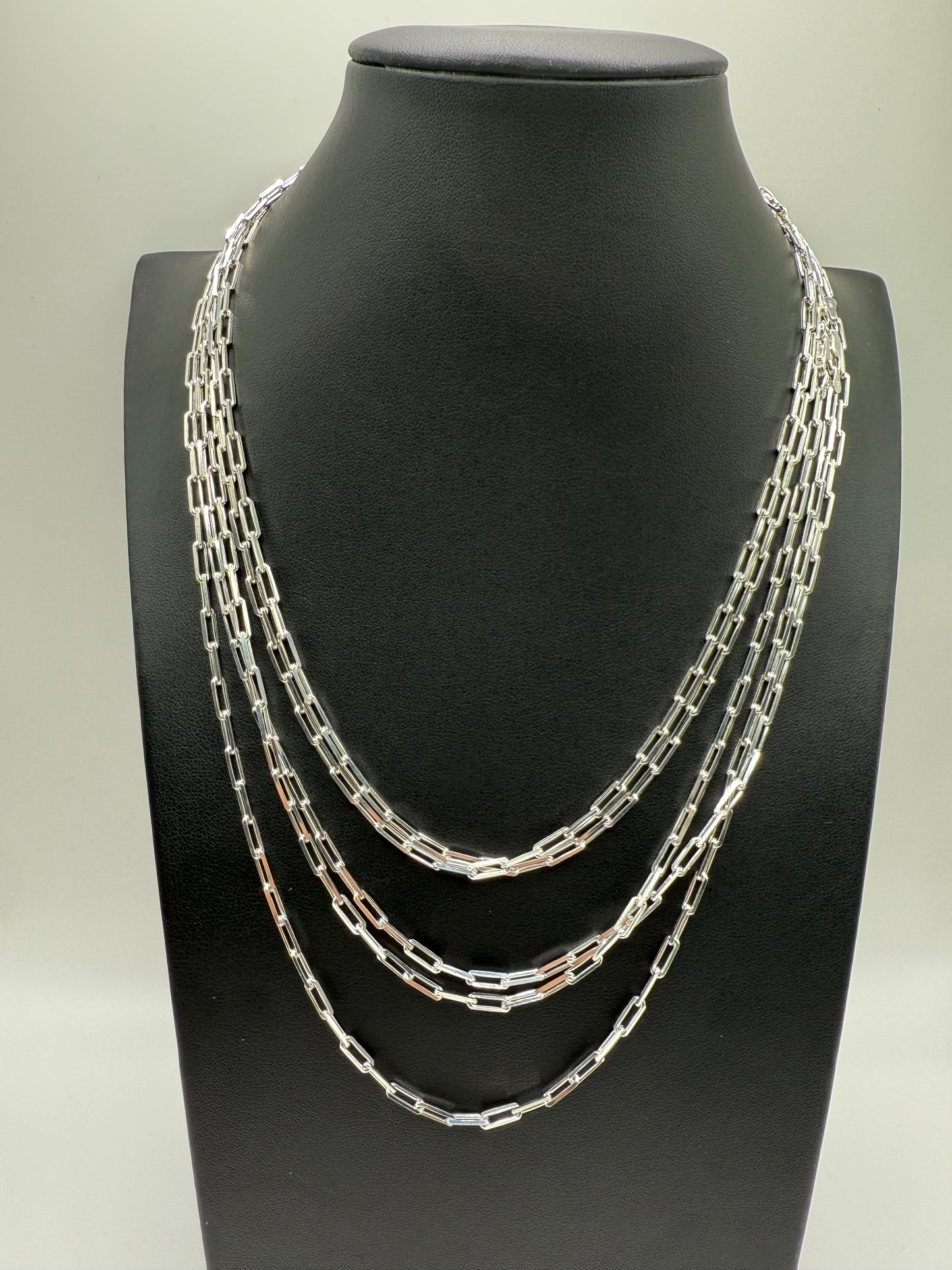 925 Sterling Silver Diamond Cut Paperclip Link 20" Chain