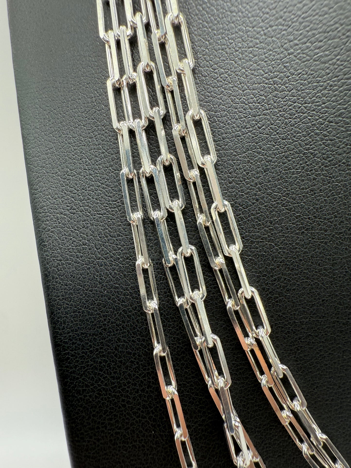 925 Sterling Silver Diamond Cut Paperclip Link 20" Chain