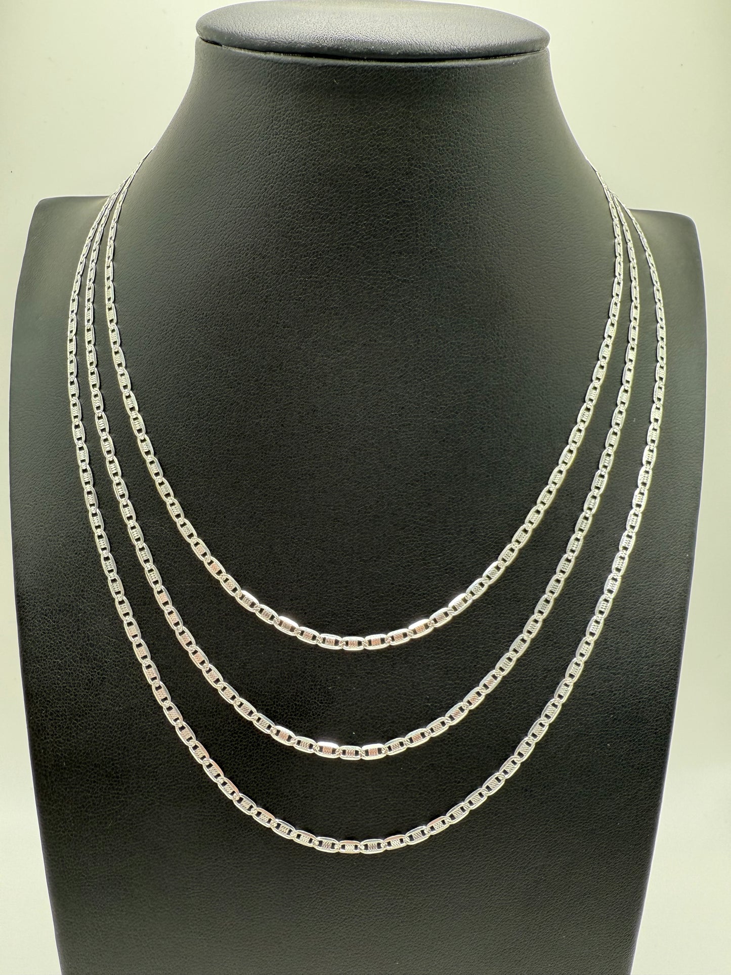 6 Sided Textured Diamond Cut Valentino 16" Chain