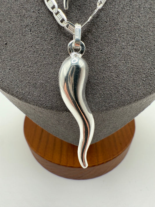 925 Sterling Large Italian Horn Pendant