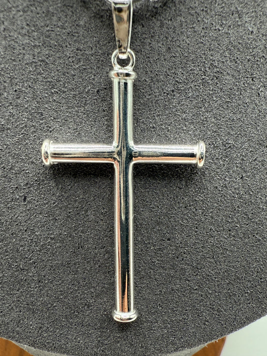 Silver 925 High Polished Cross Pendant with Border