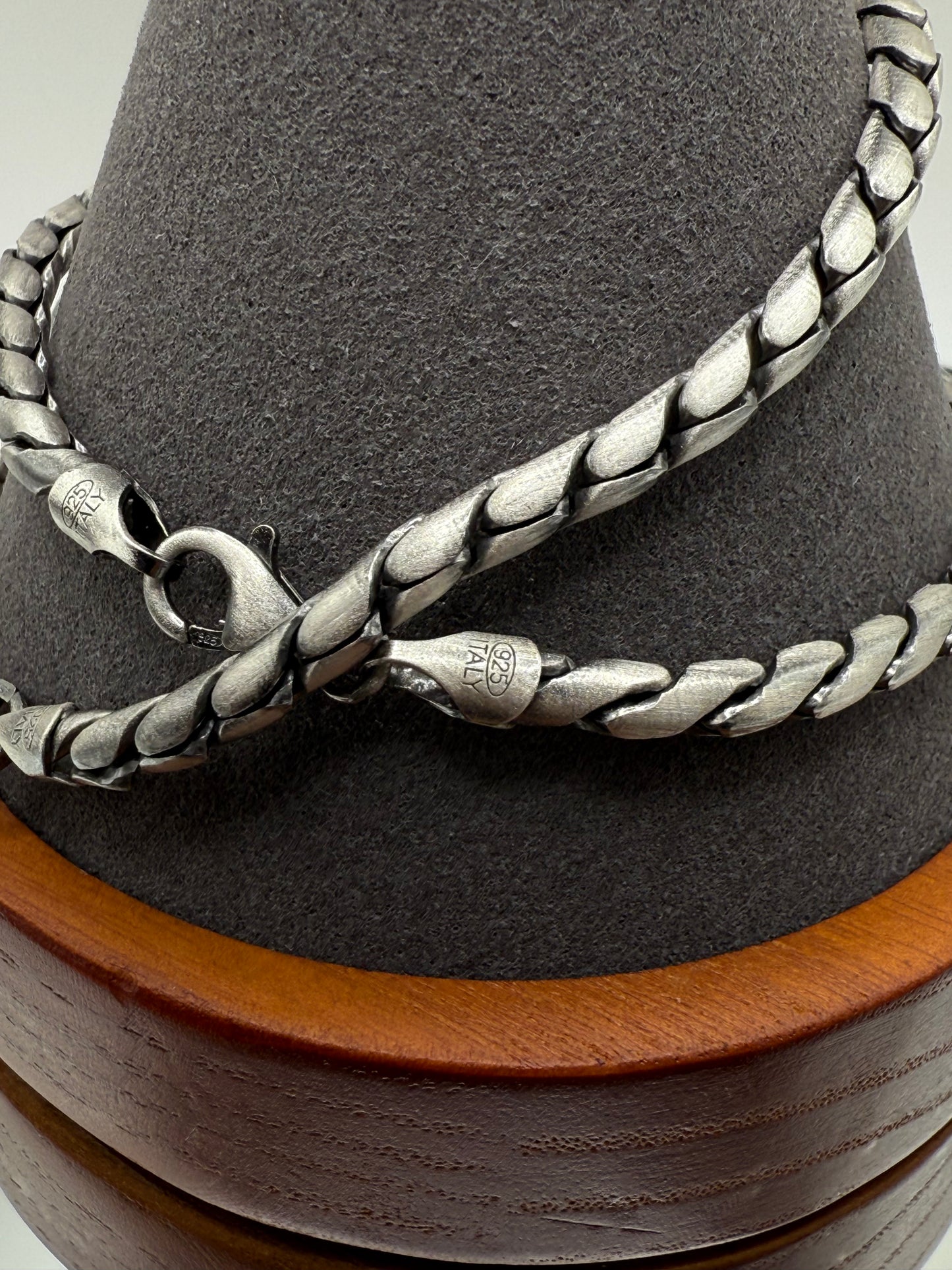 925 Sterling Gun Metal Plated Battuta Rope 3.7mm Bracelet