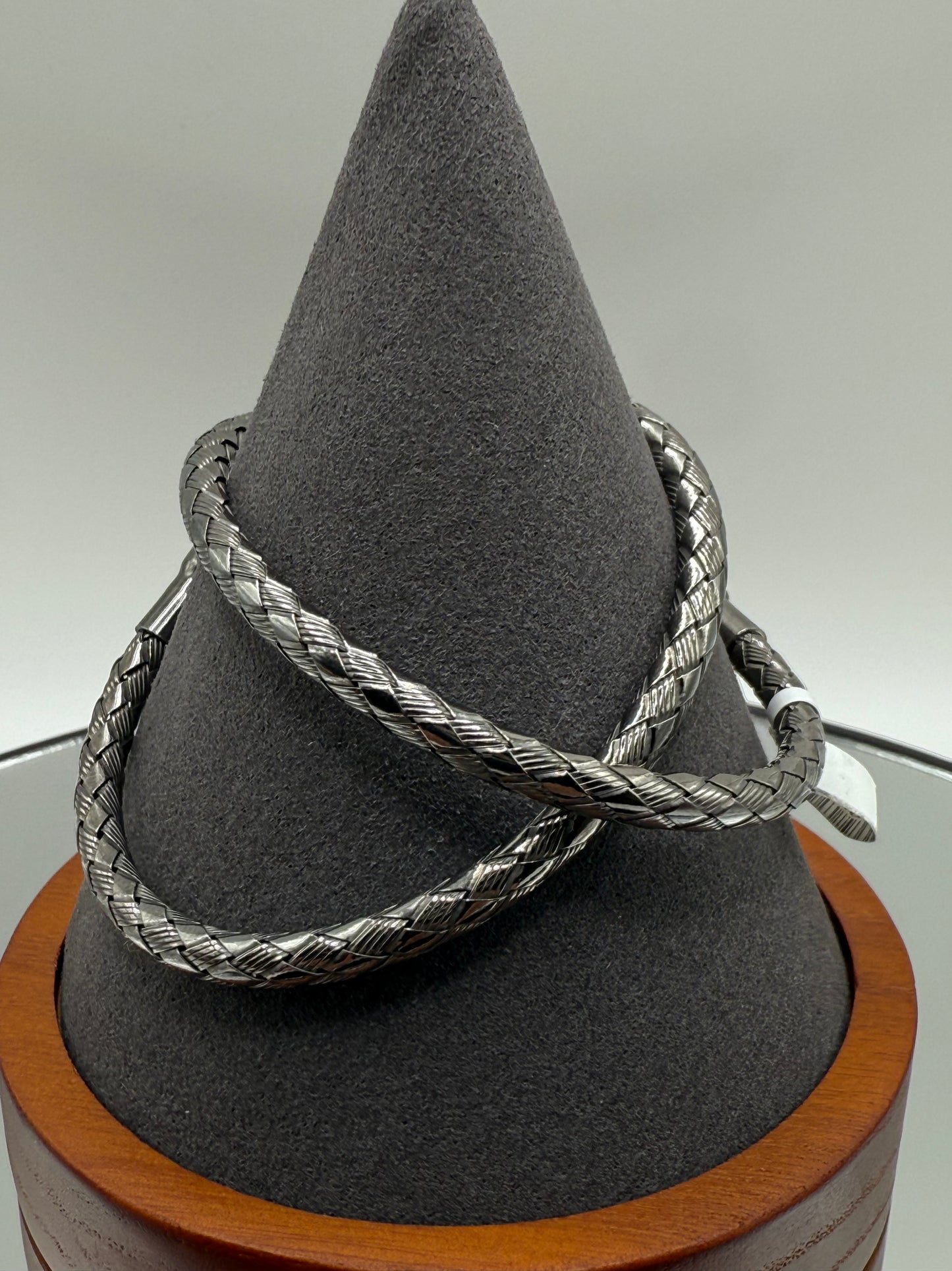 Silver 925 Black Rhodium Plated Italian Weave Design Bracelet