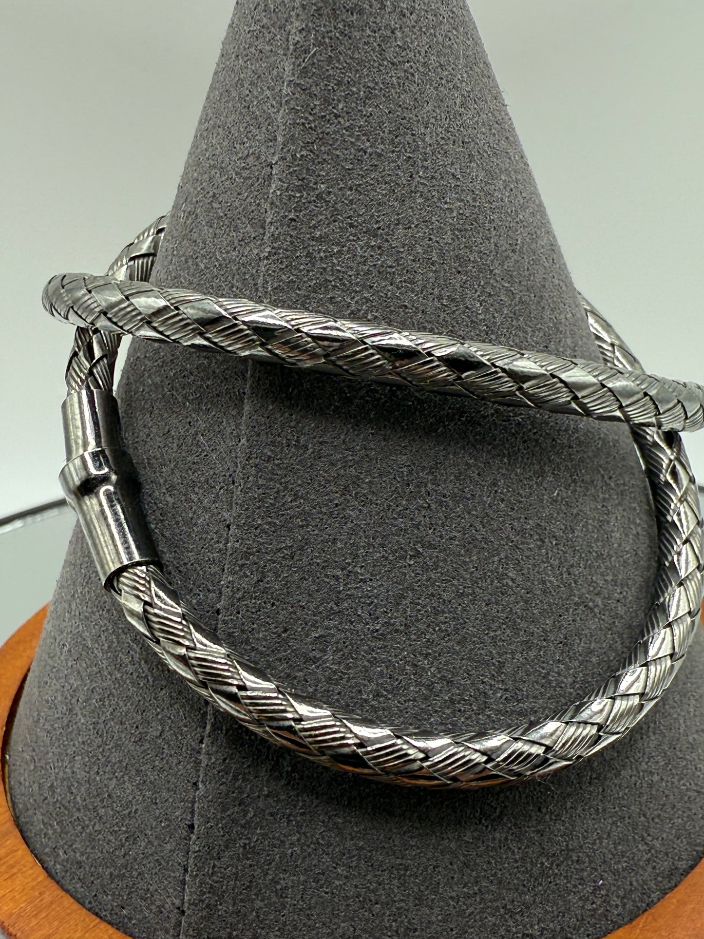 Silver 925 Black Rhodium Plated Italian Weave Design Bracelet