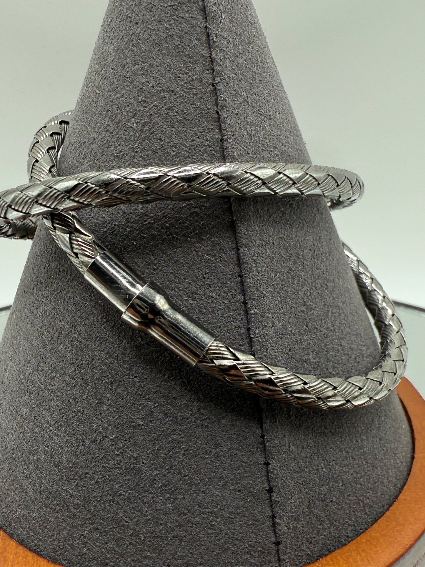 Silver 925 Black Rhodium Plated Italian Weave Design Bracelet