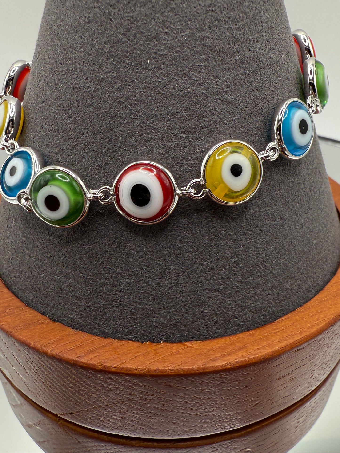 925 Sterling Silver Evil Eye Link Bracelet