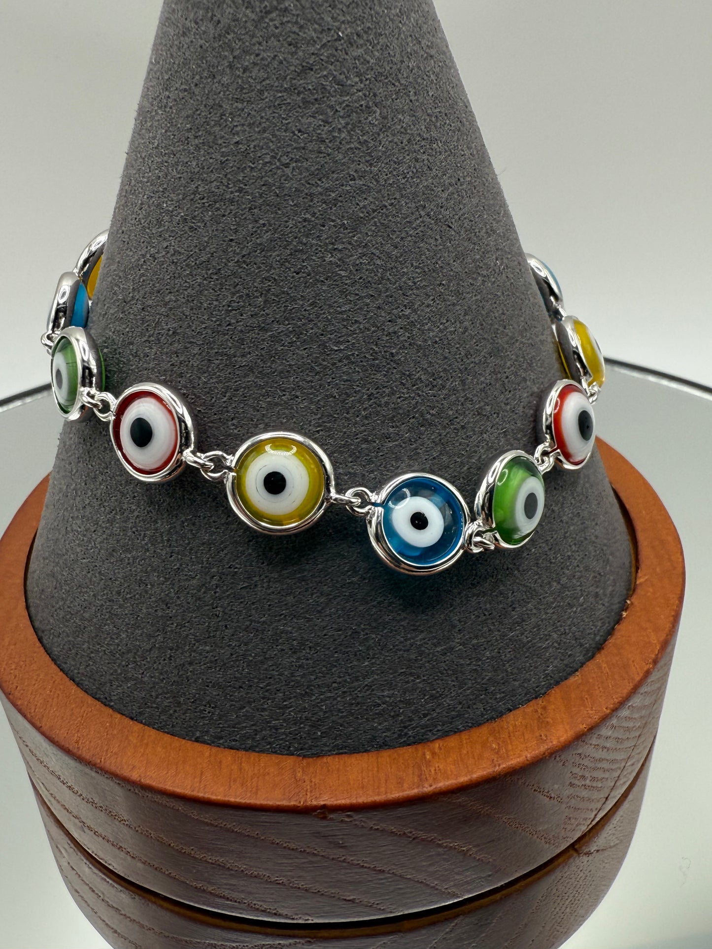 925 Sterling Silver Evil Eye Link Bracelet