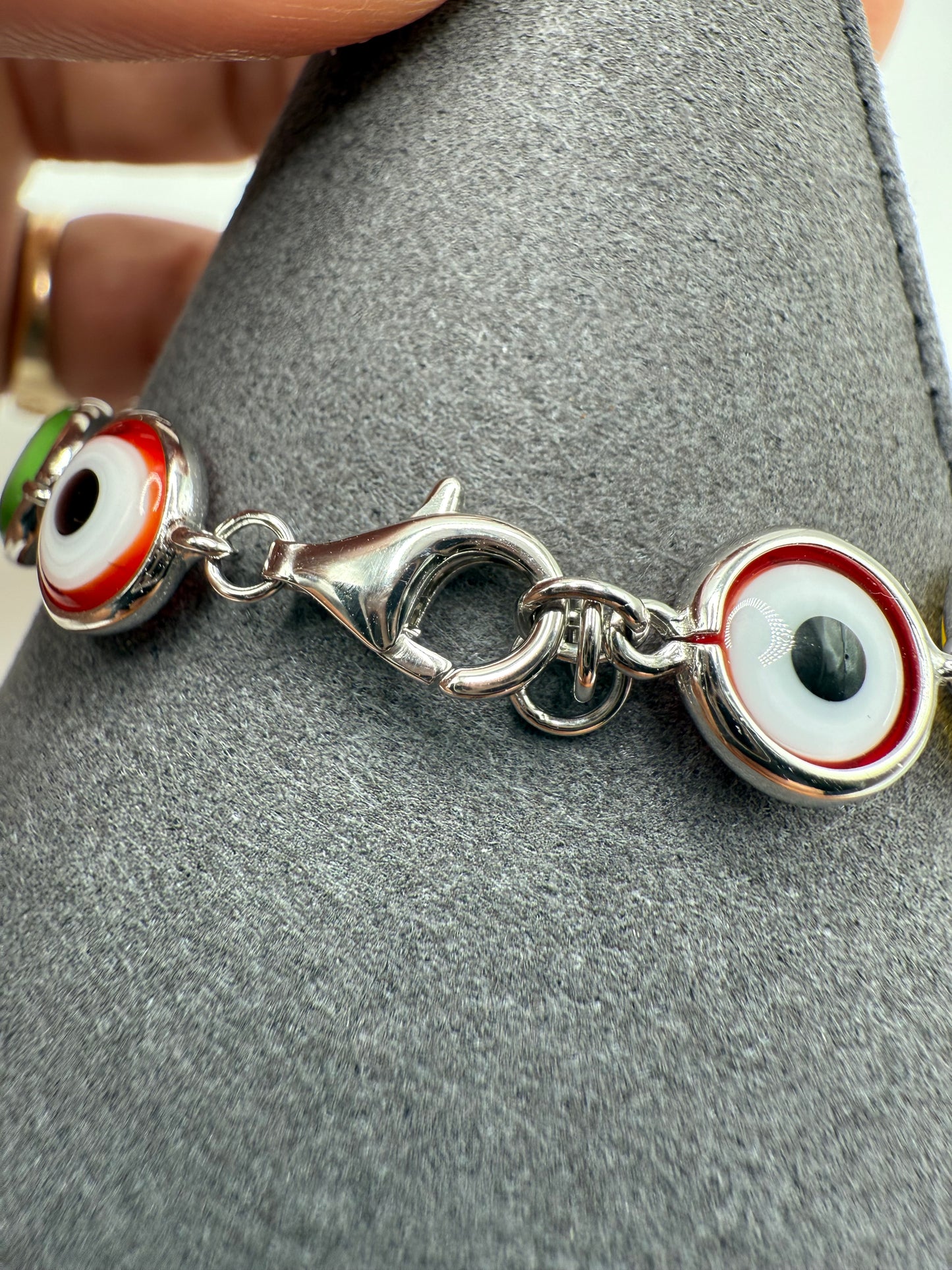 925 Sterling Silver Evil Eye Link Bracelet