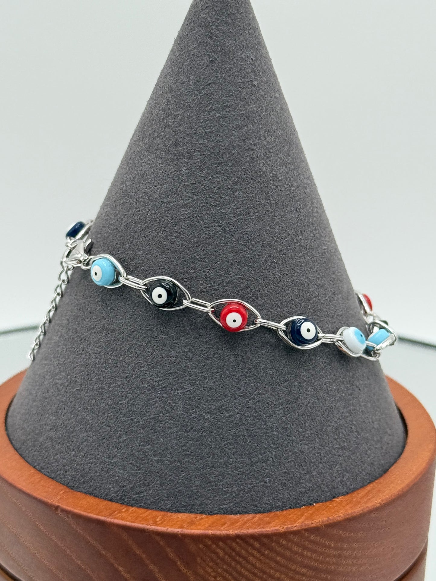 925 Sterling Silver Multicolor Evil Eye Bracelet
