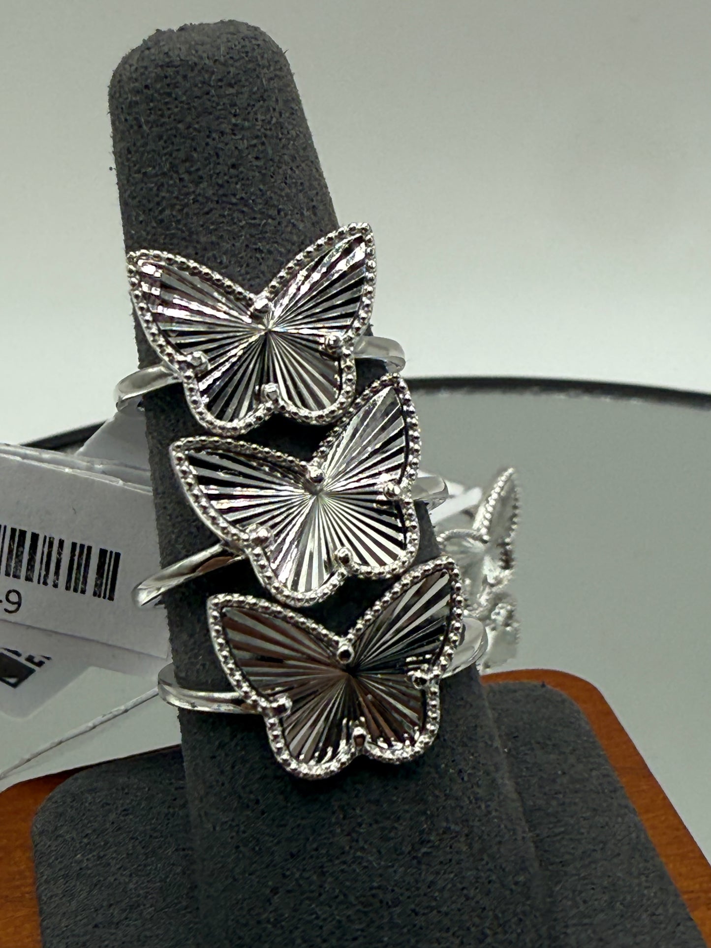 925 Sterling Silver Diamond Cut Butterfly Ring