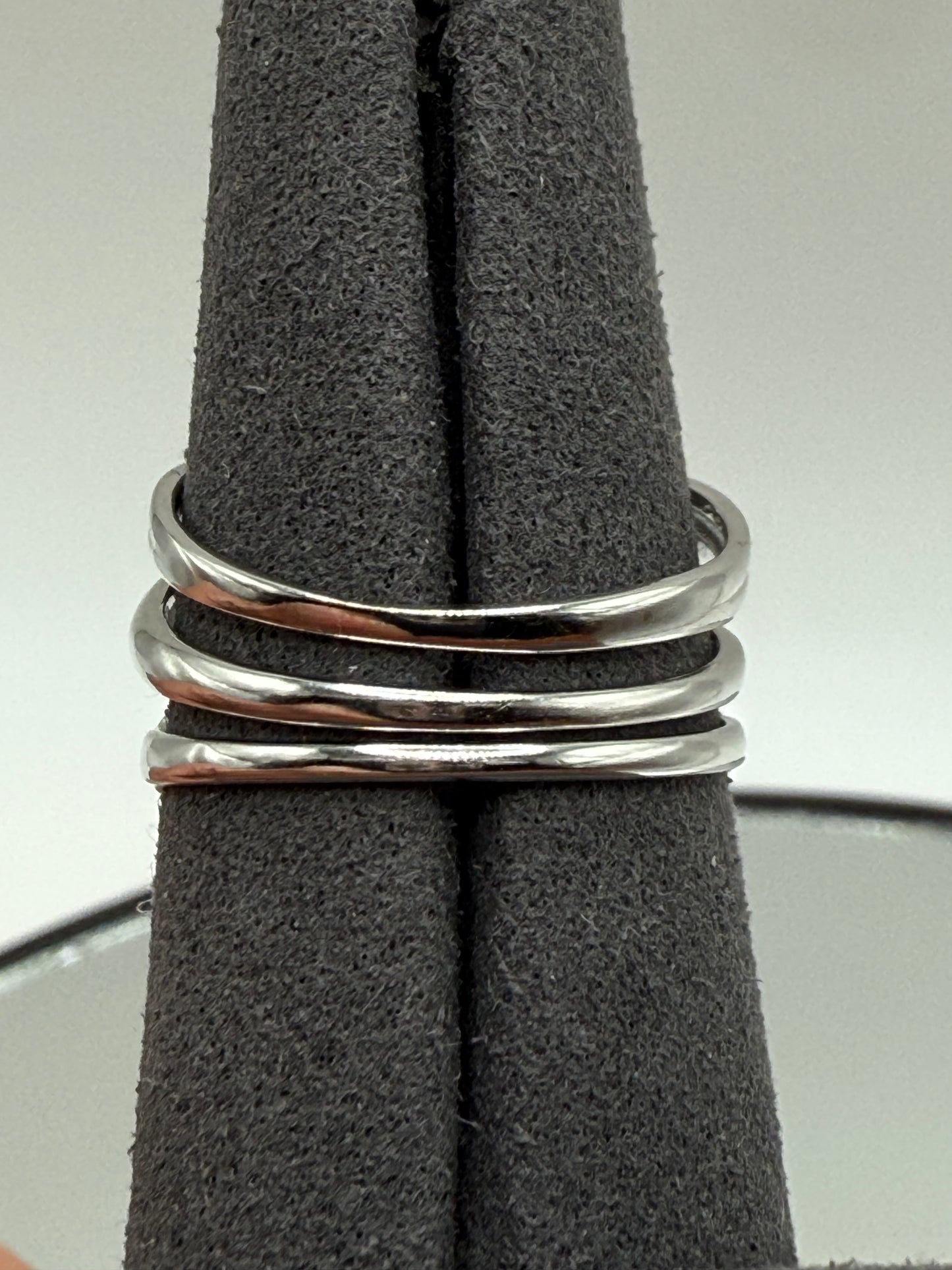 925 Silver Rhodium Plated Open Heart Ring Set