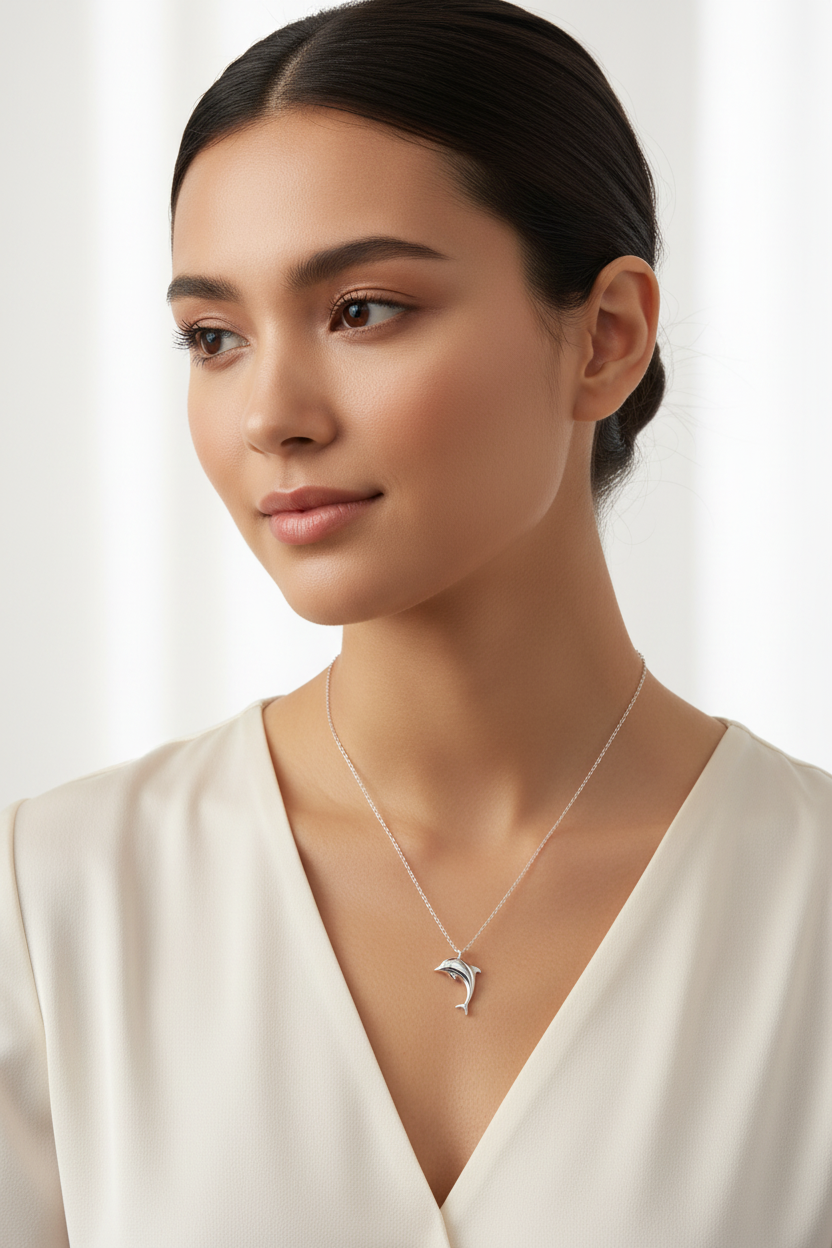 925 Silver Dolphin Adjustable Necklace