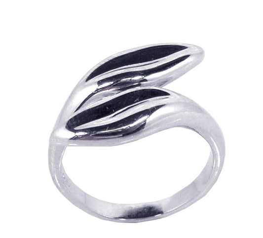 Silver 925 Rhodium Plated Twin Leaf Ring