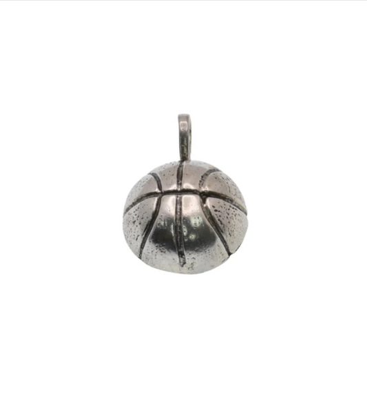 925 Silver Oxidized Basketball Charm