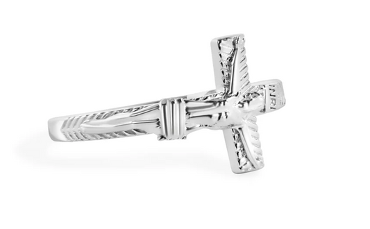 925 Sterling Silver Cross Jesus Christ Ring