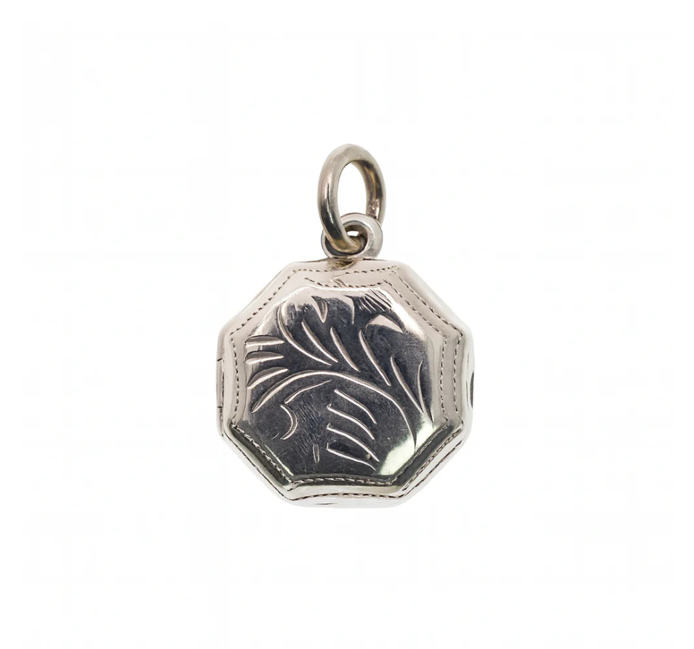 925 Sterling Silver High Polished Octagon Filigree Locket Pendant