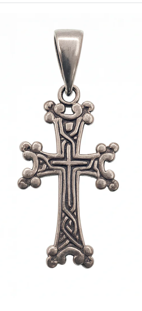925 Sterling Silver Oxidized Ornate Cross Pendant