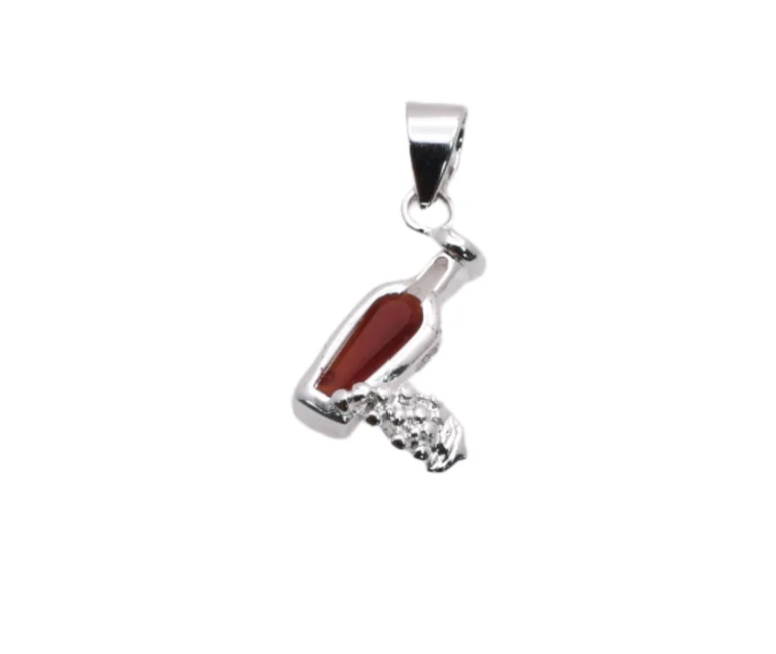 925 Rhodium Plated Sterling Silver Bottled Wine Charm
